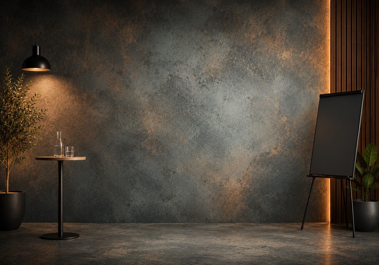 Veranstaltungsraum mit Flipchart und Stehtisch